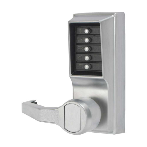 Kaba Simplex LL1031-26D-41 Pushbutton Cylindrical Lever Lock Combination Entry/Passage Functions 2-3/4 Backset 1/2 Throw Latch Satin Chrome Finish Left Hand/Left Hand Reverse LL1031-26D-41