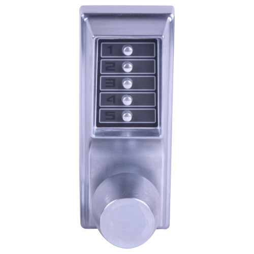 Kaba Simplex 1031-26D-41 Grade 1 Pushbutton Cylindrical Knob Lock Combination Entry/Passage Functions 2-3/4 Backset 1/2 Throw Latch Satin Chrome Finish Field Reversible