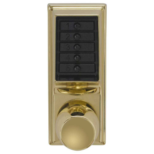 Kaba Simplex 1031-03-41 Grade 1 Pushbutton Cylindrical Knob Lock Combination Entry/Passage Functions 2-3/4 Backset 1/2 Throw Latch Bright Brass Finish Field Reversible 1031-03-41