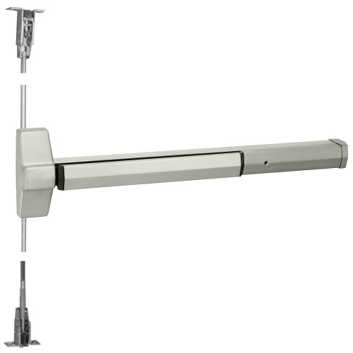 Yale 7120 48 630 Grade 1 Metal Door Concealed Vertical Rod Exit Bar Wide Stile Pushpad 48 Device 96 Door Height Less Trim Hex Key Dogging Satin Stainless Steel Finish Field Reversible 7120 48 630