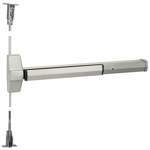 Yale 7120F 36 630 Grade 1 Metal Door Concealed Vertical Rod Exit Bar Wide Stile Pushpad 36 Fire-rated Device 96 Door Height Less Trim Less Dogging Satin Stainless Steel Finish Field Reversible