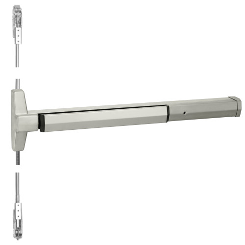 Yale 7220D 36 RHR 630 Grade 1 Narrow Stile Concealed Vertical Rod Exit Device Right Hand Reverse 36 Device Less Dogging Satin Stainless Steel Finish