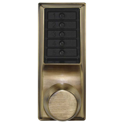 Kaba Simplex 1031-05-41 Grade 1 Pushbutton Cylindrical Knob Lock Combination Entry/Passage Functions 2-3/4 Backset 1/2 Throw Latch Antique Brass Finish Field Reversible 1031-05-41
