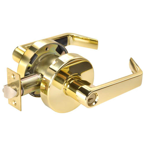 Yale AU4605LN 605 Grade 2 Storeroom/Closet Cylindrical Lock Augusta Lever Conventional Cylinder Bright Brass Finish Non-handed AU4605LN 605