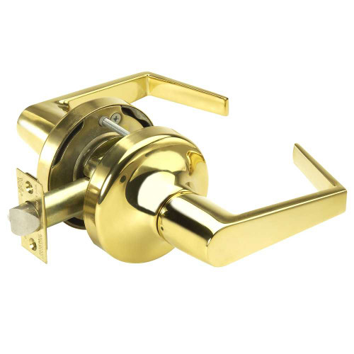 Yale AU5301LN 605 Grade 2 Passage/Closet Latch Cylindrical Lock Augusta Lever Non-Keyed Bright Brass Finish Non-handed AU5301LN 605