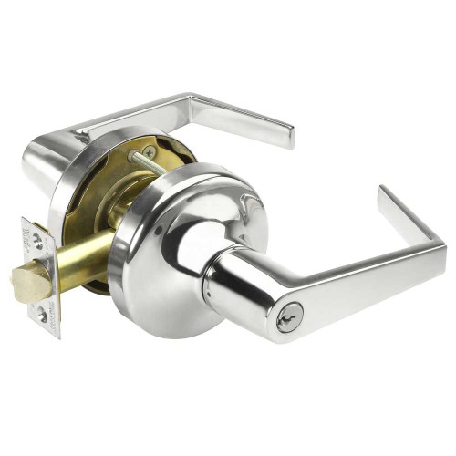 Yale AU5305LN 625 Grade 2 Storeroom/Closet Cylindrical Lock Augusta Lever Conventional Cylinder Bright Chrome Finish Non-handed AU5305LN 625