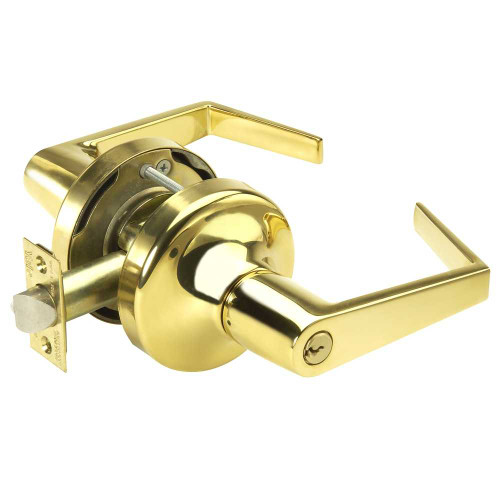Yale AU5307LN 605 Grade 2 Entry Cylindrical Lock Augusta Lever Conventional Cylinder Bright Brass Finish Non-handed AU5307LN 605