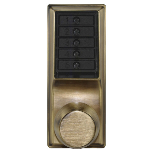 Kaba Simplex 1011-05-41 Grade 1 Pushbutton Cylindrical Knob Lock Combination Entry Function Only 2-3/4 Backset 1/2 Throw Latch Antique Brass Finish Field Reversible