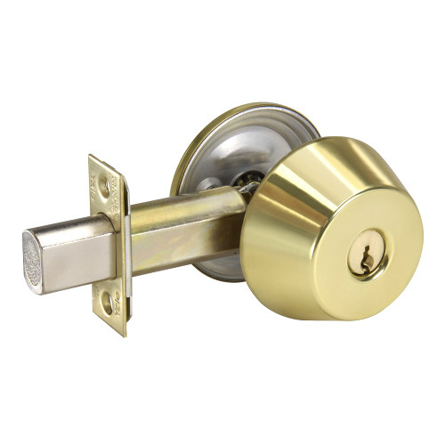 Yale D112 605 Single Cylinder Deadbolt Grade 1 2-3/4 Backset 2-1/4 x 1 Face Bright Brass