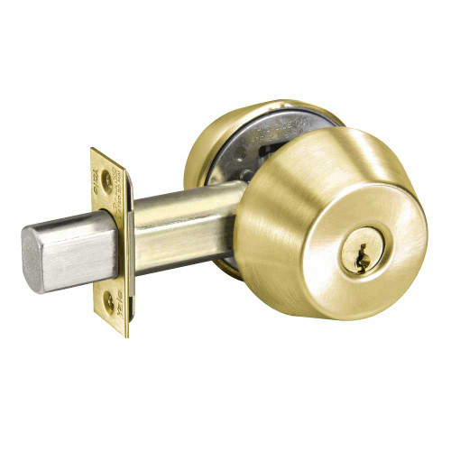 Yale D121 606 Double Cylinder Deadbolt Grade 1 2-3/8 Backset 2-1/4 x 1 Face Satin Brass D121 606
