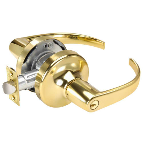 Yale PB5307LN 605 Grade 2 Entry Cylindrical Lock Pacific Beach Lever Conventional Cylinder Bright Brass Finish Non-handed PB5307LN 605