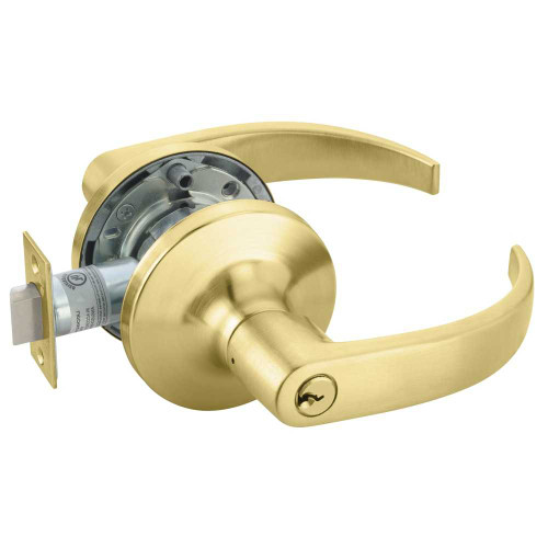 Yale PB5405LN 606 Grade 1 Storeroom/Closet Cylindrical Lock Pacific Beach Lever Conventional Cylinder Satin Brass Finish Non-handed PB5405LN 606