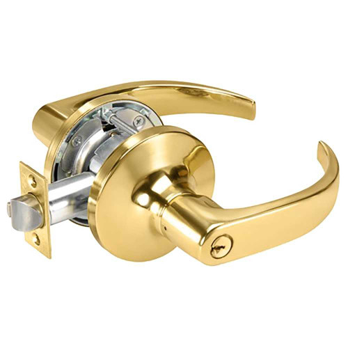 Yale PB5491LN 605 24V Fail Secure 24V Electrified Cylindrical Lock PB Lever Design Bright Brass PB5491LN 605 24V