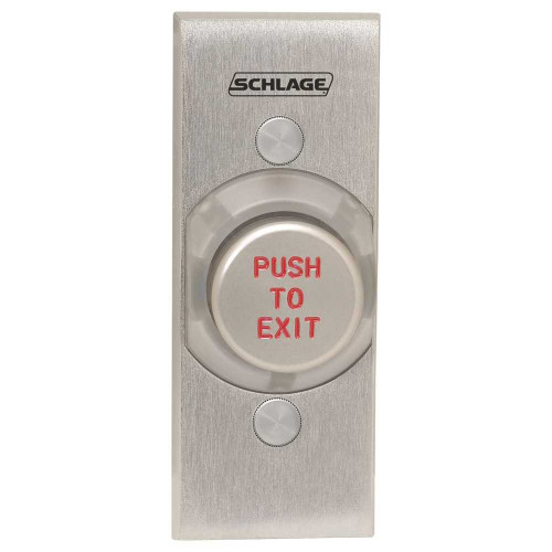Schlage Electronics 631AL EX DP NS 1-1/4 Metal Button Single Gang Aluminum Button Engraved PUSH TO EXIT Double Pole Double Throw Narrow Stile 631AL EX DP NS