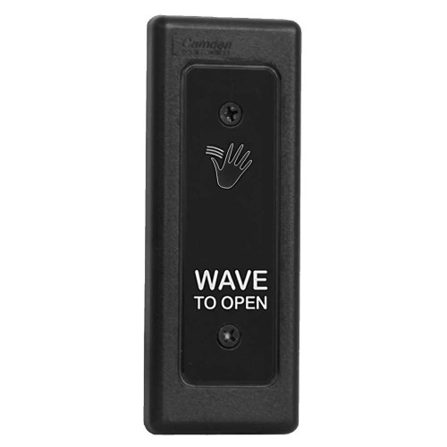 Camden CM-331/41N SureWave CM-331 Series Touchless Switch 1 to 28 Range 1 Relay Narrow Hand Icon/'Wave to Open' Text Faceplate Black Finish CM-331/41N