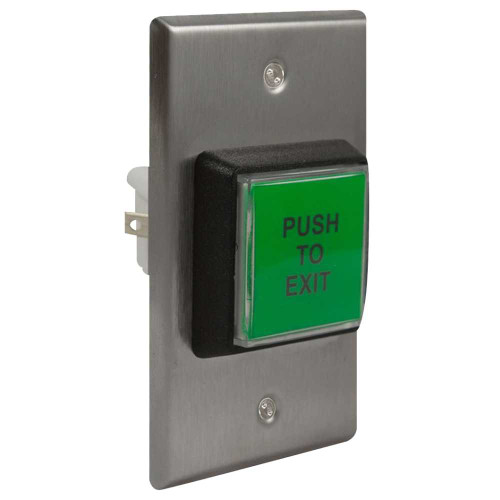 BEA 10ACPBSS1 Access Control Push Button 2 by 4 Illuminated green button Push to Exit Momentary switch No delay 10 AMP at 125/250 V AC 10ACPBSS1