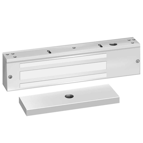 SDC 1581VD Single EMLock Magnetic Locks Automatic Voltage Sensing Input 650 lbs Holding Force Door Position Sensor Satin Aluminum Clear Anodized 1581VD