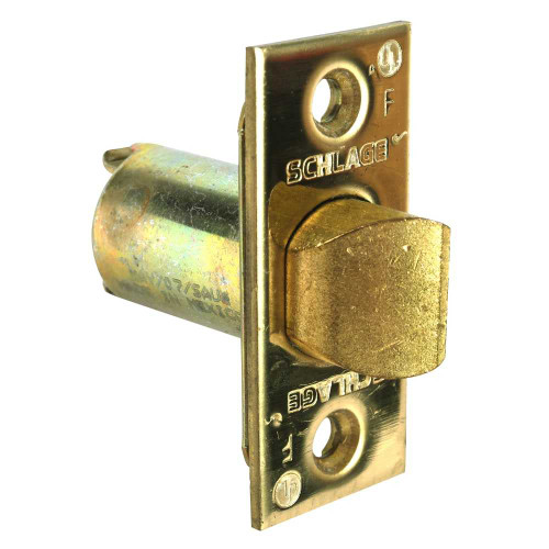 Schlage 11-068 605 Spring Latch Unguarded With 2-3/8 x 7/8 Square Corner Faceplate 2-3/8 Backset 7/8 Housing Diameter For Use With A/AL Series & H110 Bright Brass Finish 11-068 605