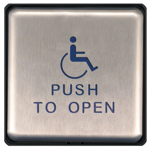 BEA 10EMS4751 475 Square Push Plate Slim Profile Blue Handicapped Logo and Push to Open Text