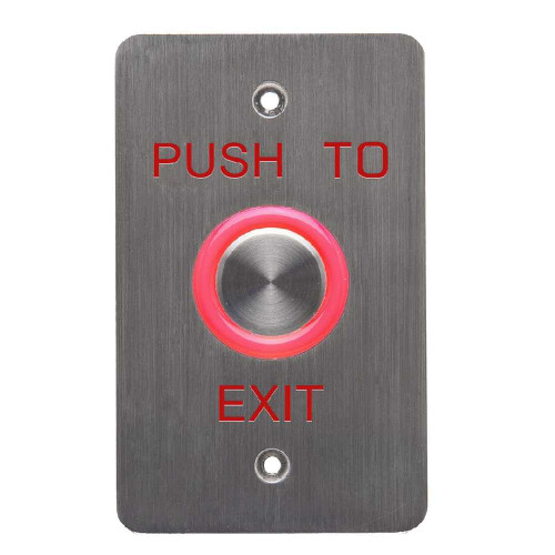 DynaLock 6610E Halo-Lighted Piezo REX Pushbutton Single Gang PUSH TO EXIT Faceplate 10-24 VDC 6610E