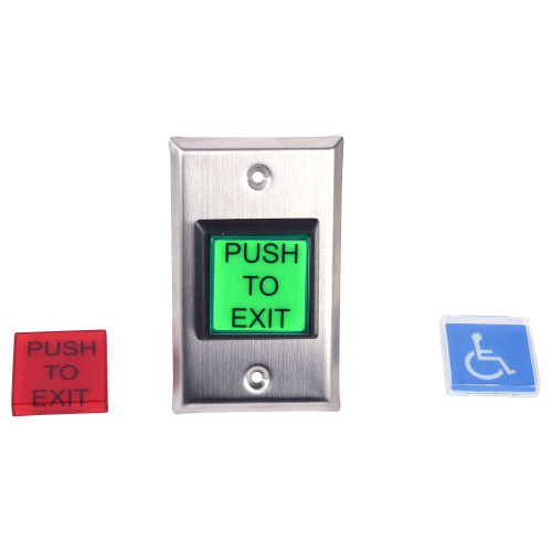 Locknetics IPB-100 Pushbutton 2 Illuminated 3 Lenses Spdt & Dpdt Single Gang Plate Satin Stainless Steel IPB-100