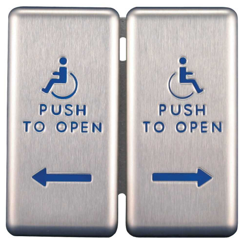 Precision CL2388 Dual Vestibule Plate Switch Handicapped Logo Push To Open Stainless Steel Finish CL2388
