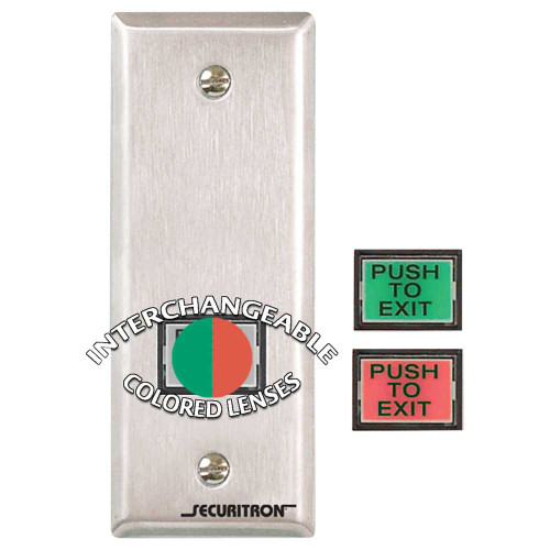 Securitron EEB3N Push to Exit Pushbutton for use with XMS Motion Sensor Narrow Stile Stainless Steel EEB3N