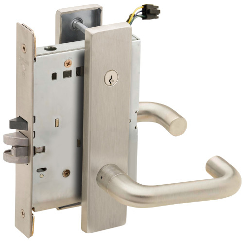 Schlage L9095EUC 03L 619 Grade 1 Electric Mortise Lock Both Sides Fail Secure with Dual Cylinder Override Concealed Cylinder S123 Keyway 03 Lever L Escutcheon Satin Nickel Plated Clear Coated Finish Field Reversible