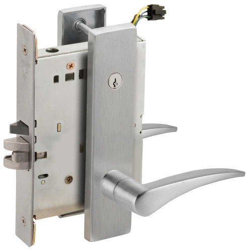Schlage L9095EUC 12L 626 RH Grade 1 Electric Mortise Lock Both Sides Fail Secure with Dual Cylinder Override Concealed Cylinder S123 Keyway 12 Lever L Escutcheon Satin Chrome Finish Right-Handed L9095EUC 12L 626 RH