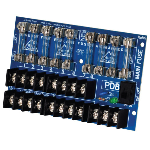 Altronix PD8 Power Distribution Module 12/24VDC Up to 10A Input 8 Fused Outputs Up to 28VAC/DC