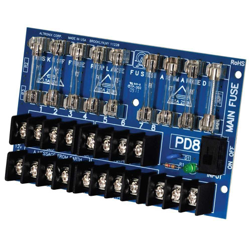 Altronix PD8 Power Distribution Module 12/24VDC Up to 10A Input 8 Fused Outputs Up to 28VAC/DC PD8