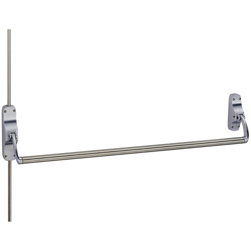 Von Duprin 8827EO US3 Grade 1 Surface Vertical Rod Exit Bar Wide Stile Crossbar 48 Device Exit Only Less Trim Hex Key Dogging Bright Brass Finish Field Reversible