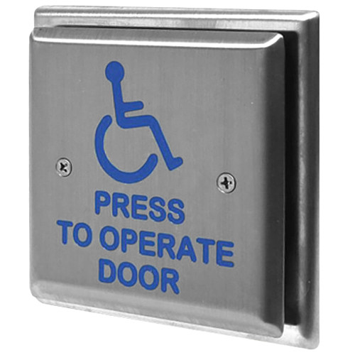 MS Sedco 59-HSS 59 Series Door Activation Switch Stainless Steel Face Plate 4-1/2 Square Stainless Steel Switch WHEELCHAIR/PRESS TO OPERATE DOOR