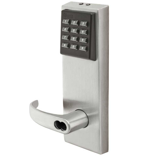 BEST 9KZ37DV14KPS3626 9KZ Keypad EZ Cylindrical Lock 2-3/4 Backset 7-Pin Housing; DV with Key Function Curved with Return Keypad Trim ANSI Strike Satin Chrome 9KZ37DV14KPS3626