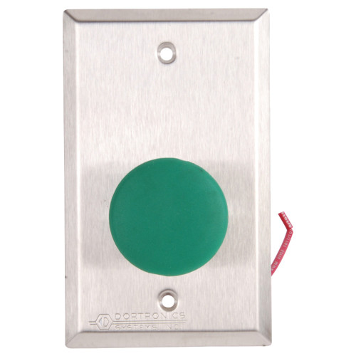 Dortronics 5211-MP23DA/G 5210 Series Exit Push Button 1-9/16 Diameter Mushroom Button with Form Z Pneumatic 2-60 Delay Green Button
