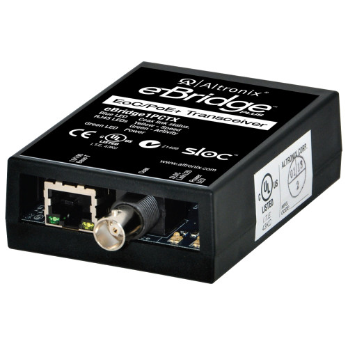 Altronix EBRIDGE1PCTX IP and PoE/PoE+ over Coax Hardened Transceiver Powered by Receiver Distance: Up to 100m