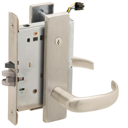 Schlage L9095EUC 17L 619 Grade 1 Electric Mortise Lock Both Sides Fail Secure with Dual Cylinder Override Concealed Cylinder S123 Keyway 17 Lever L Escutcheon Satin Nickel Plated Clear Coated Finish Field Reversible