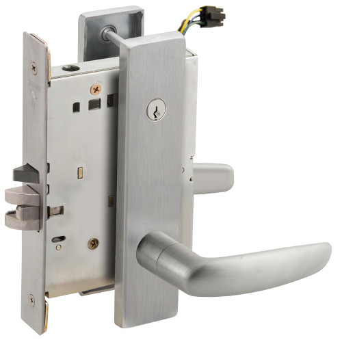 Schlage L9095ELC 07L 630 Grade 1 Electric Mortise Lock Both Sides Fail Safe with Dual Cylinder Override Concealed Cylinder S123 Keyway 07 Lever L Escutcheon Satin Stainless Steel Finish Field Reversible