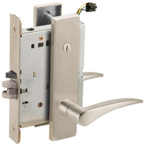 Schlage L9095ELC 12L 619 RH Grade 1 Electric Mortise Lock Both Sides Fail Safe with Dual Cylinder Override Concealed Cylinder S123 Keyway 12 Lever L Escutcheon Satin Nickel Plated Clear Coated Finish Right-Handed L9095ELC 12L 619 RH