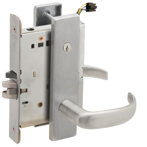 Schlage L9095EUC 17L 630 Grade 1 Electric Mortise Lock Both Sides Fail Secure with Dual Cylinder Override Concealed Cylinder S123 Keyway 17 Lever L Escutcheon Satin Stainless Steel Finish Field Reversible