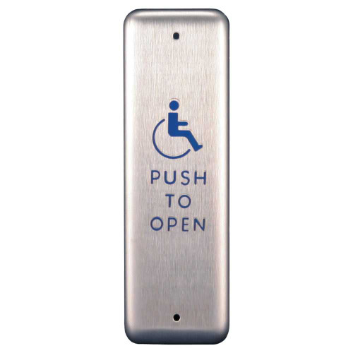 Precision CL2055 Narrow Jamb Plate Switch Handicapped Logo Push To Open Stainless Steel Finish CL2055