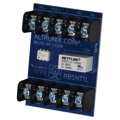 Altronix RBSNTTL Ultra Sensitive Relay Module 12/24VDC Operation at 45mA Draw DPDT Contacts Rated at 1A/120VAC or 2A/28VDC