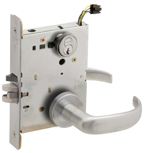 Schlage L9092EUR 17A 626 Grade 1 Fail Secure Electric Mortise Lock Schlage FSIC With Core 17 Lever A Rose Satin Chrome Finish Field Reversible L9092EUR 17A 626
