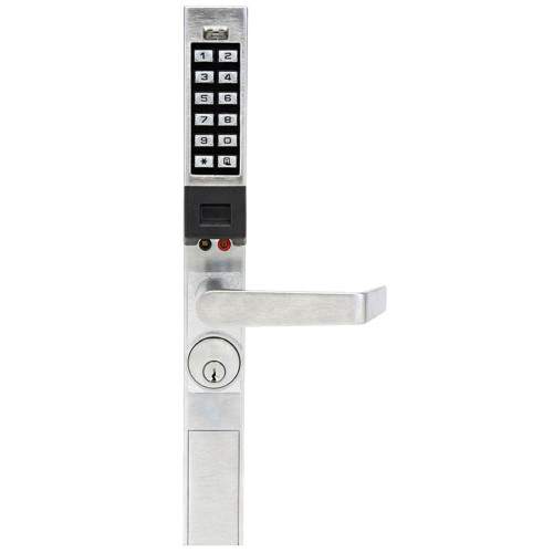 Alarm Lock PDL1300/26D1 Pushbutton Aluminum Door Trim with Prox Reader 2000 Users 40000 Event Audit Trail Straight Lever Satin Chrome PDL1300/26D1
