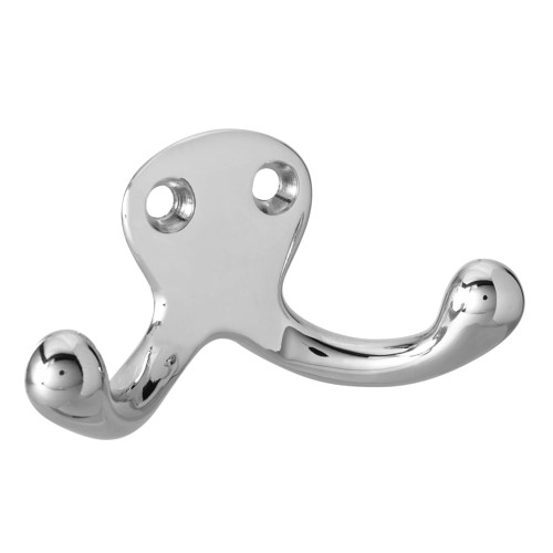 Rockwood 796 US26D Small Double Coat Hook 1-1/8 Projection 1-1/8 Wide by 1-1/8 Height Satin Chrome Finish