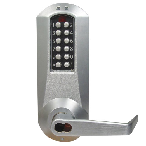 Kaba E-Plex E5031BWL-626-41 E-Plex 5000 Cylindrical Lock Winston Lever 100 Access Codes 3000 Audit Events 6/7-Pin SFIC Prep Less Core 2-3/4 Backset 1/2 Throw Satin Chrome