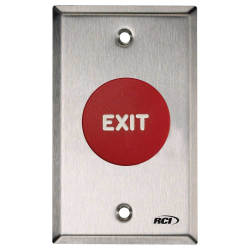 RCI 908-RE-MA 32D Exit Button Red EXIT Text Maintained 908-RE-MA 32D