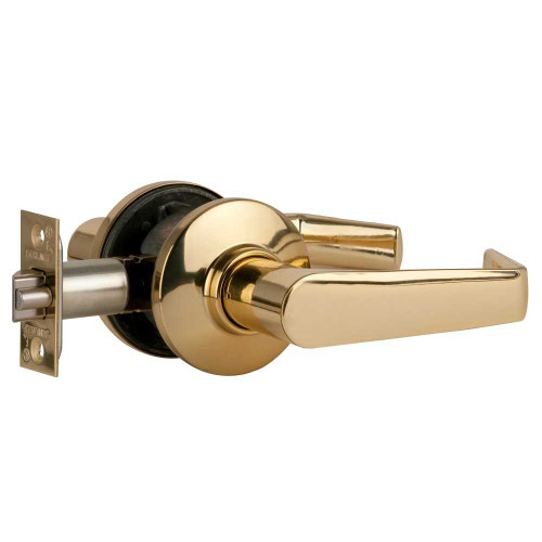 Schlage S10D SAT 605 Grade 2 Tubular Lock Passage/Closet Latch Function Non-Keyed Saturn Lever Bright Brass Finish Non-Handed S10D SAT 605