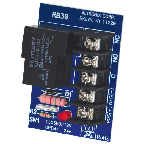 Altronix RB30 Relay Module 12/24VDC Operation at 95mA Draw 30A/28VDC 120VAC or 277VAC SPDT Contacts RB30