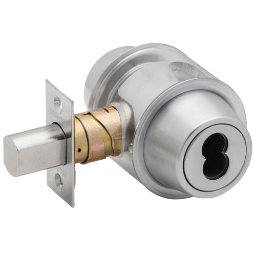 Falcon D121B 626 Single Cylinder x Rose Deadbolt SFIC Prep Less Core Satin Chrome